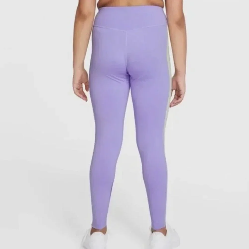 New NIKE ONE Dri-FitGirls Kids Purple Leggings (Youth Medium)